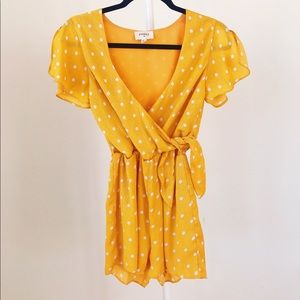 Everly Yellow Polka Dot Romper/Jumpsuit